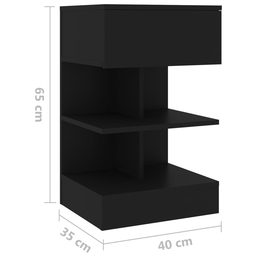 Nachtkastjes 2 st 40x35x65 cm spaanplaat zwart is nu te koop bij PeponiXL, paradijselijk wonen!