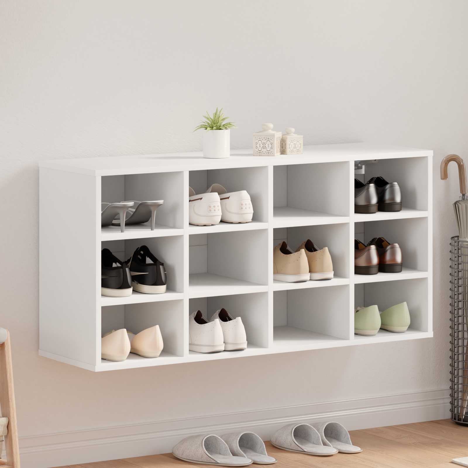 Schoenenkast met plank Wit 103 x 30 x 51 cm Bewerkt hout is nu te koop bij PeponiXL, paradijselijk wonen!
