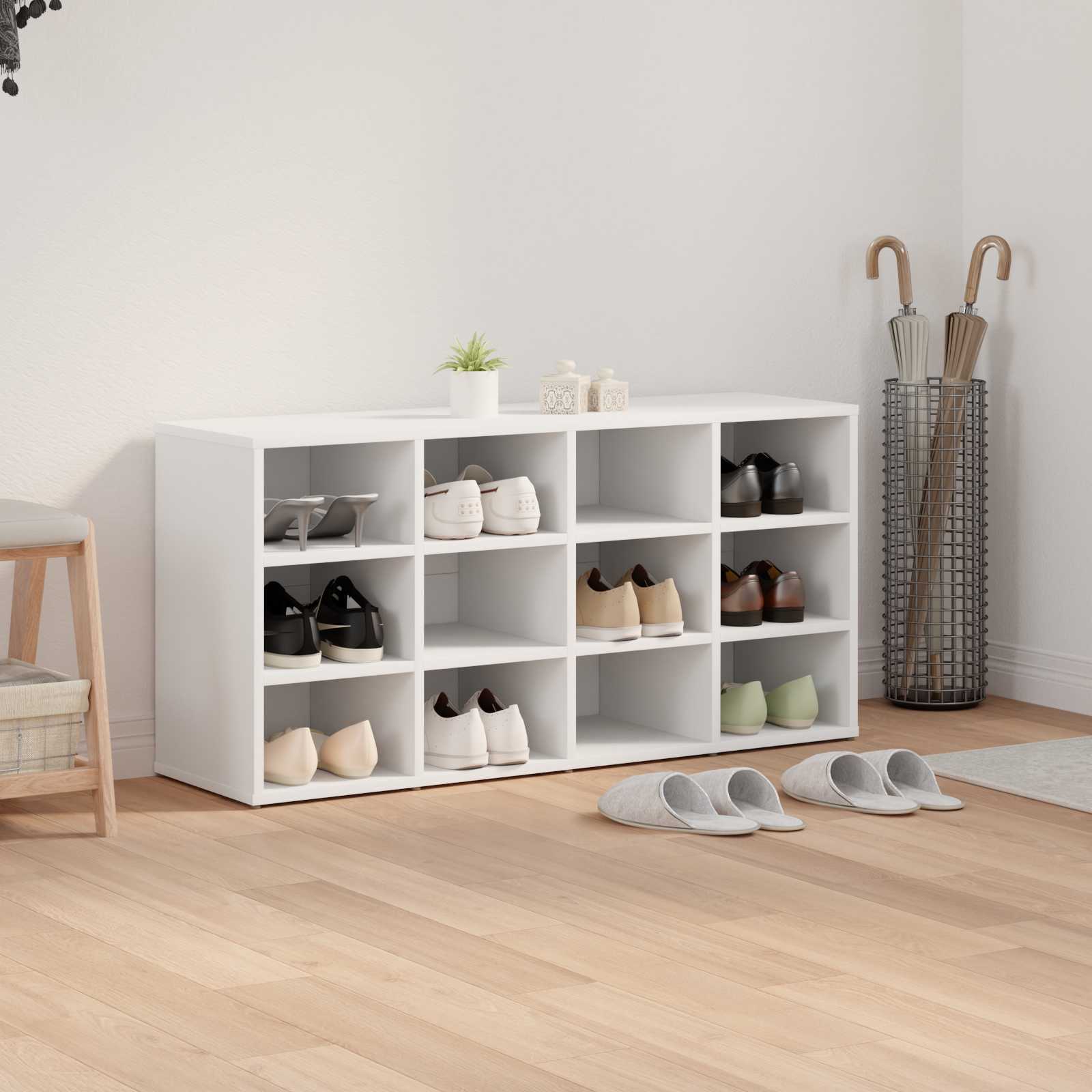 Schoenenkast met plank Wit 103 x 30 x 51 cm Bewerkt hout is nu te koop bij PeponiXL, paradijselijk wonen!