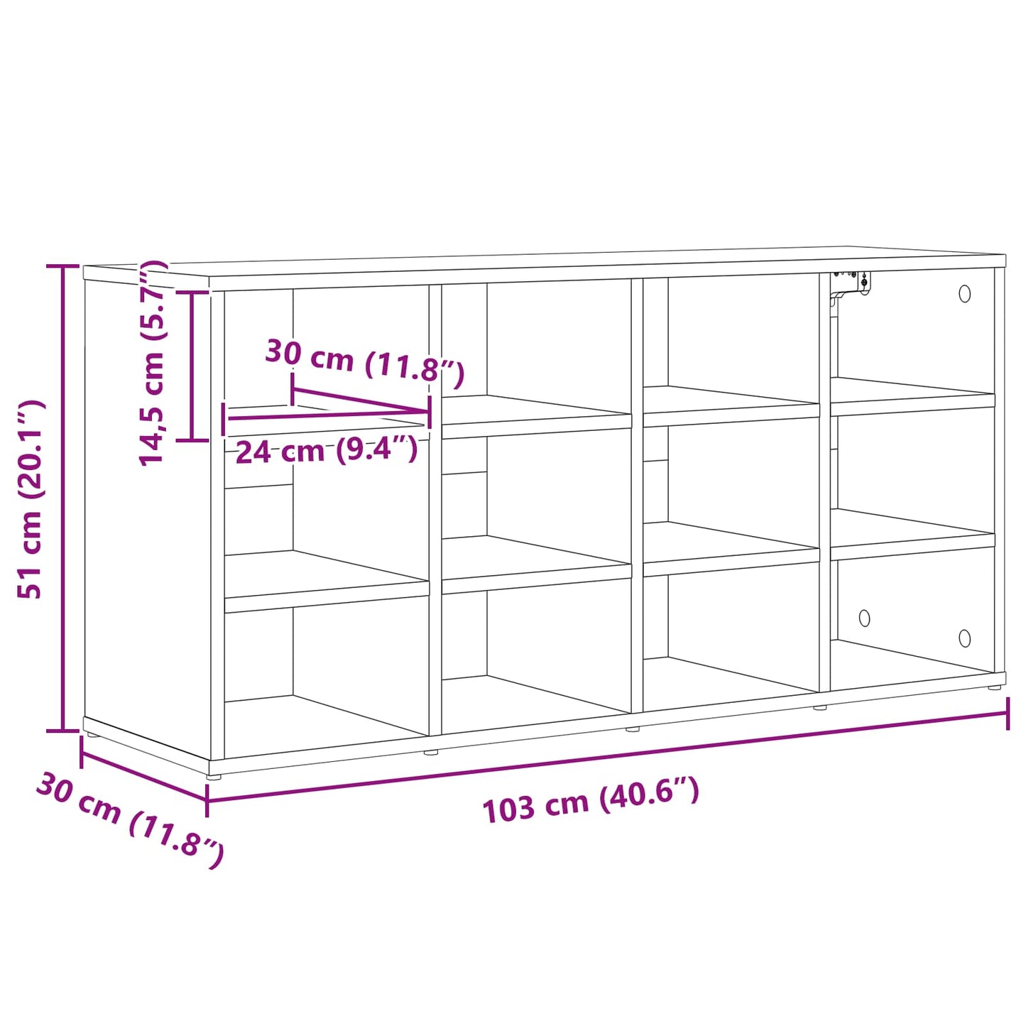 Schoenenkast met plank Wit 103 x 30 x 51 cm Bewerkt hout is nu te koop bij PeponiXL, paradijselijk wonen!