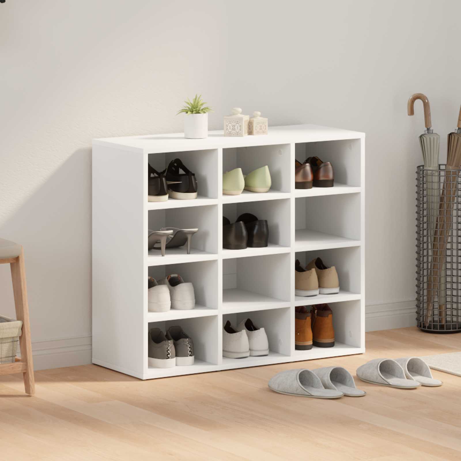Schoenenkast met plank Wit 77,5 x 30 x 67 cm Bewerkt hout is nu te koop bij PeponiXL, paradijselijk wonen!