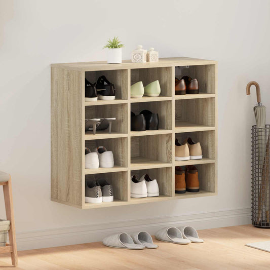 Schoenenkast Sonoma Eiken 77,5 x 30 x 67 cm Bewerkt hout is nu te koop bij PeponiXL, paradijselijk wonen!