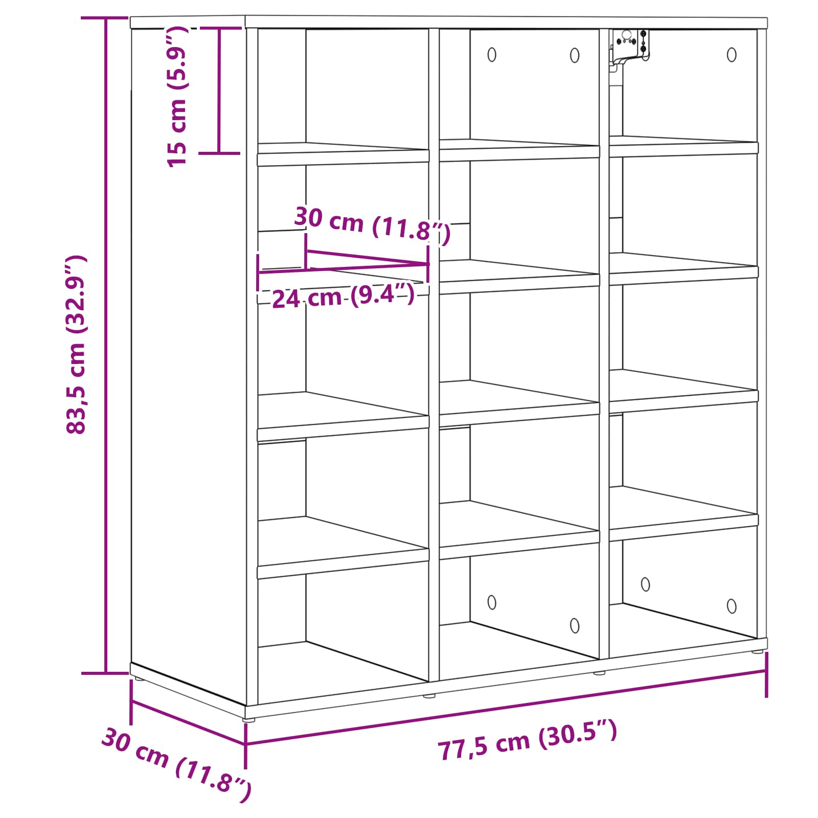 Schoenenkast Sonoma Eiken 77,5 x 30 x 83,5 cm Bewerkt hout is nu te koop bij PeponiXL, paradijselijk wonen!