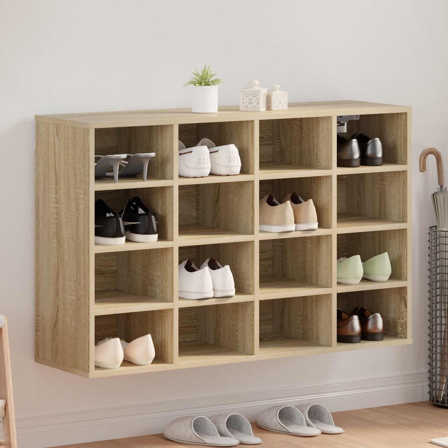Schoenenkast Sonoma Eiken 103 x 30 x 67 cm Bewerkt hout is nu te koop bij PeponiXL, paradijselijk wonen!