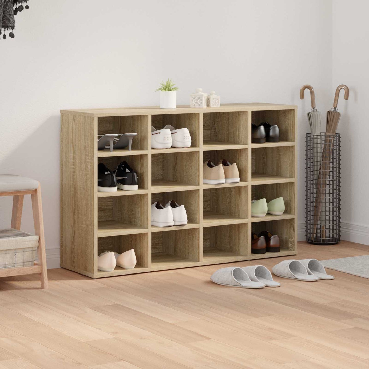 Schoenenkast Sonoma Eiken 103 x 30 x 67 cm Bewerkt hout is nu te koop bij PeponiXL, paradijselijk wonen!
