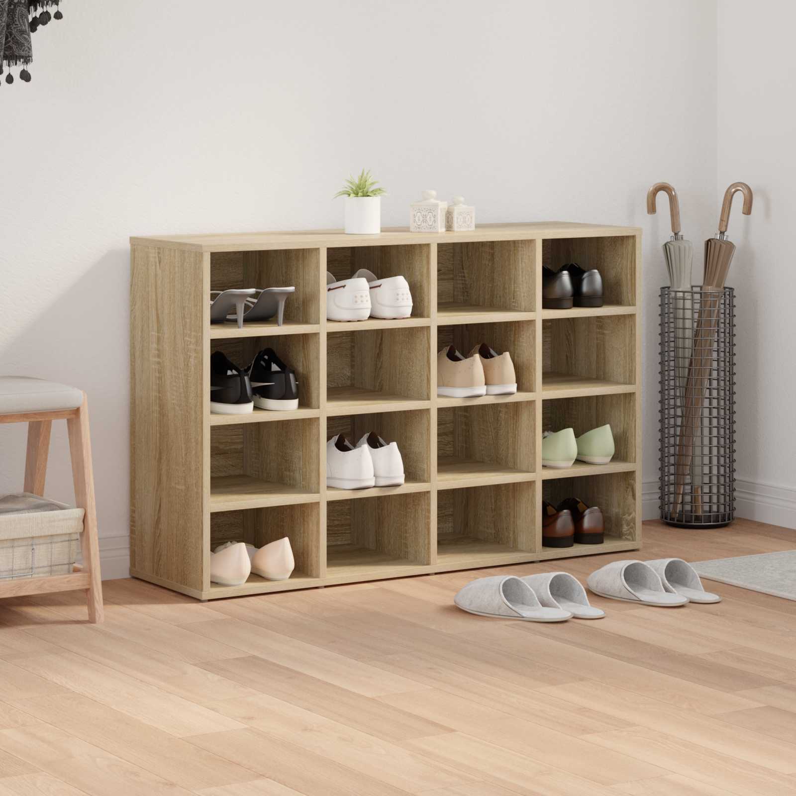 Schoenenkast Sonoma Eiken 103 x 30 x 67 cm Bewerkt hout is nu te koop bij PeponiXL, paradijselijk wonen!