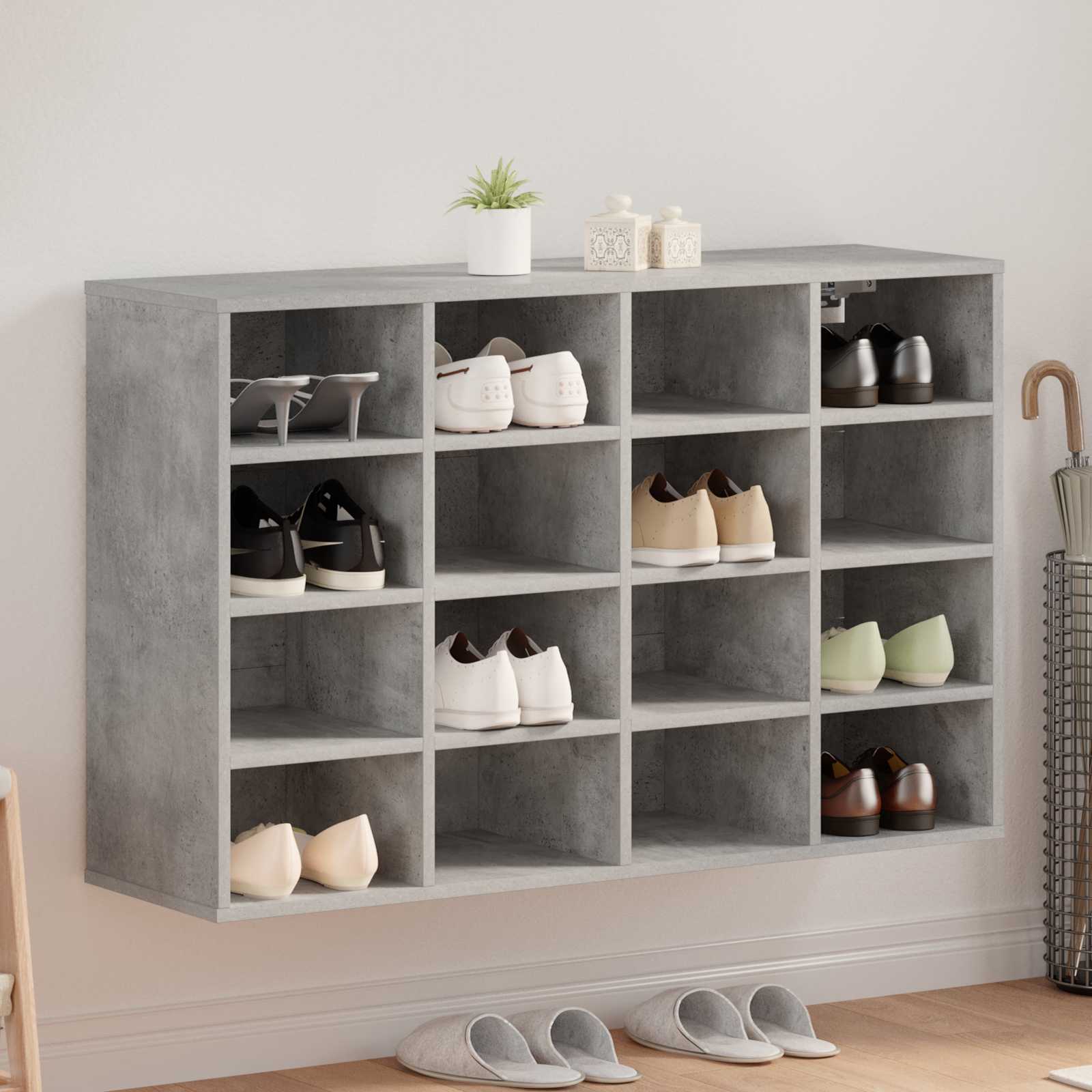 Schoenenkast met plank Betongrijs 103 x 30 x 67 cm Bewerkt hout is nu te koop bij PeponiXL, paradijselijk wonen!