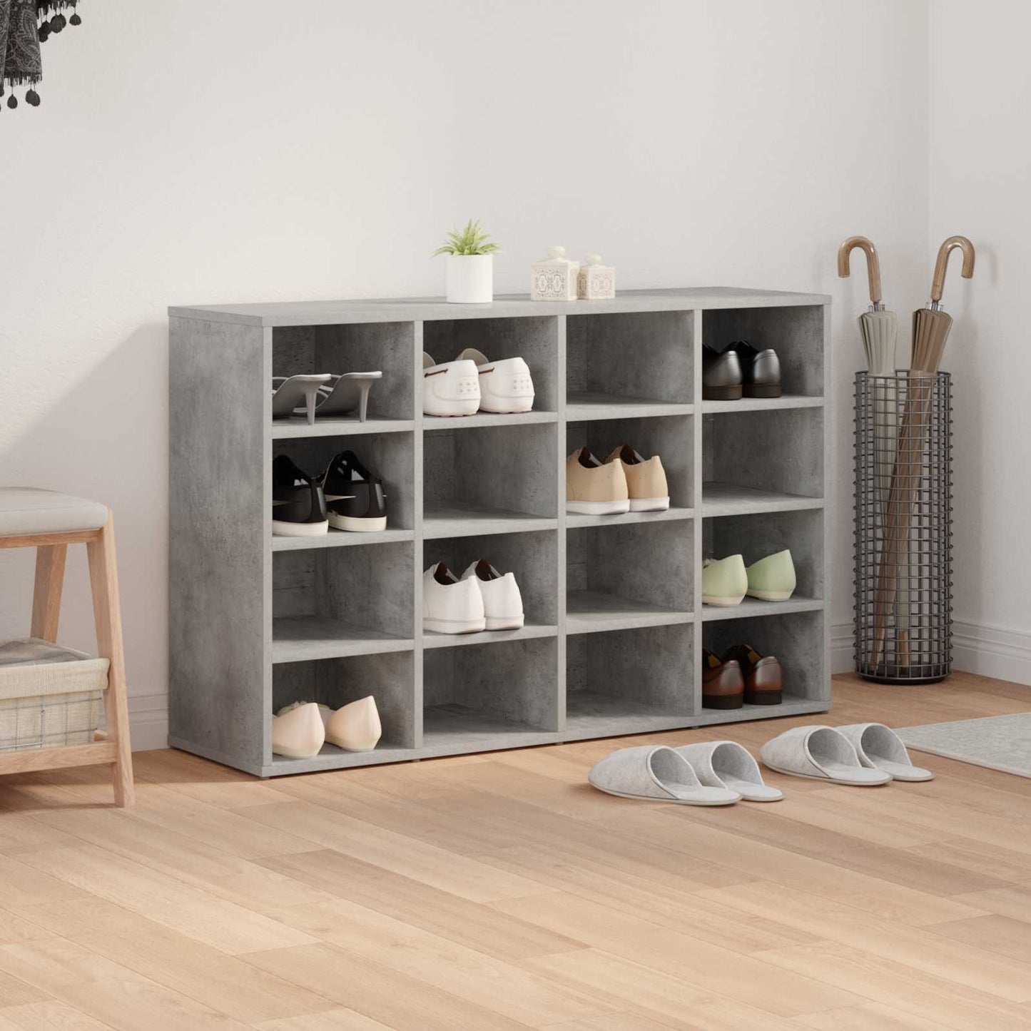 Schoenenkast met plank Betongrijs 103 x 30 x 67 cm Bewerkt hout is nu te koop bij PeponiXL, paradijselijk wonen!