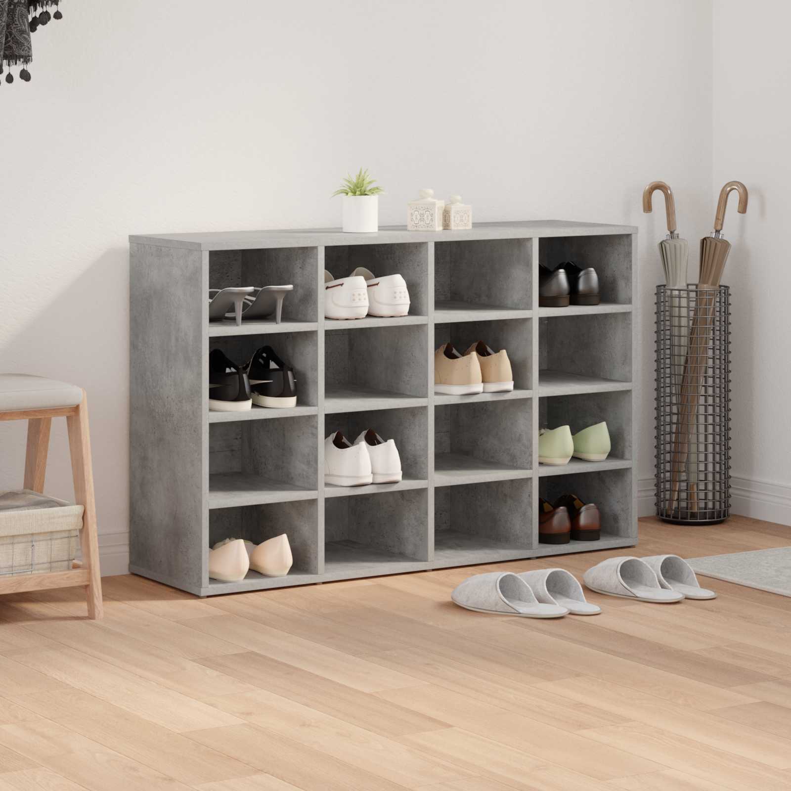 Schoenenkast met plank Betongrijs 103 x 30 x 67 cm Bewerkt hout is nu te koop bij PeponiXL, paradijselijk wonen!