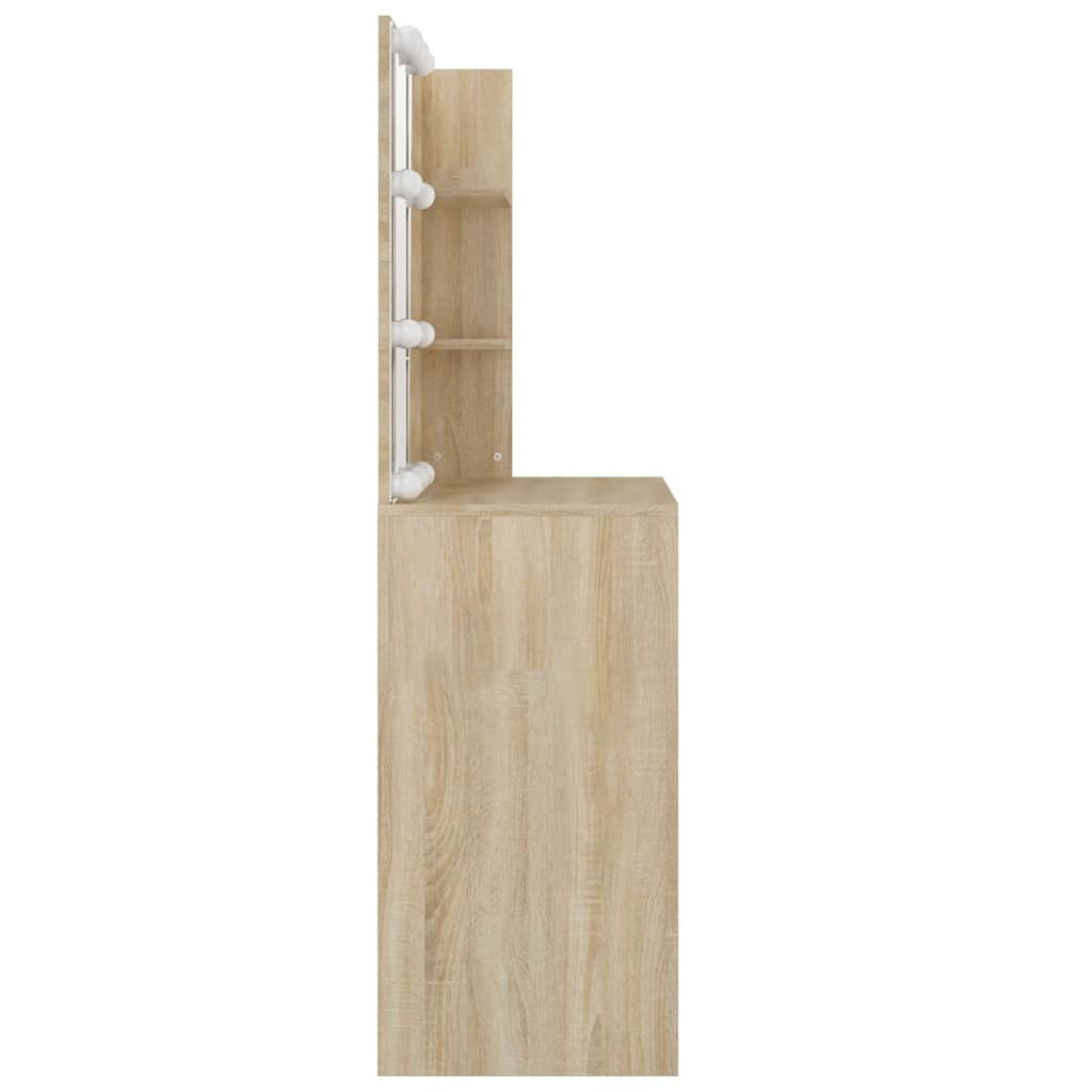 Kaptafel met LED 74,5x40x141 cm bewerkt hout sonoma eikenkleur is nu te koop bij PeponiXL, paradijselijk wonen!