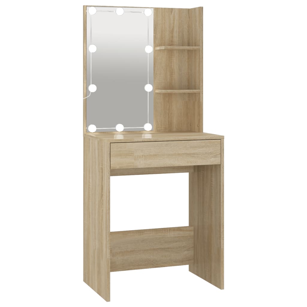 Kaptafel met LED-verlichting 60x40x140 cm sonoma eikenkleurig is nu te koop bij PeponiXL, paradijselijk wonen!