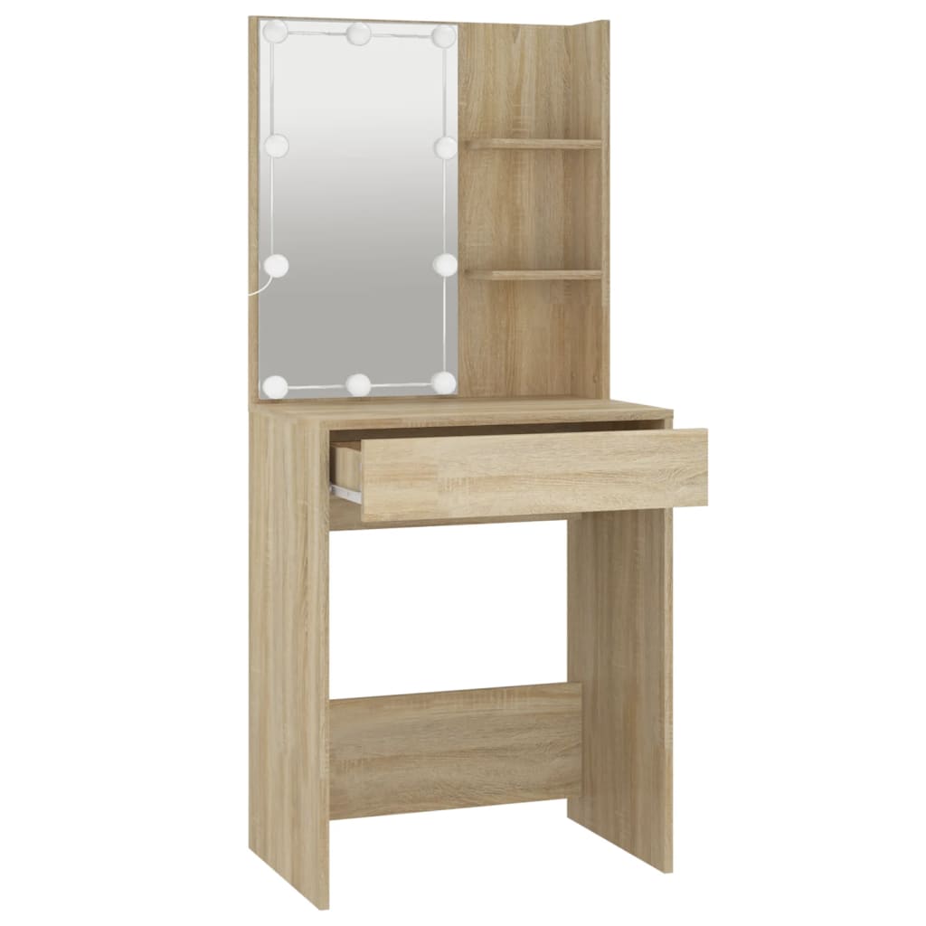 Kaptafel met LED-verlichting 60x40x140 cm sonoma eikenkleurig is nu te koop bij PeponiXL, paradijselijk wonen!