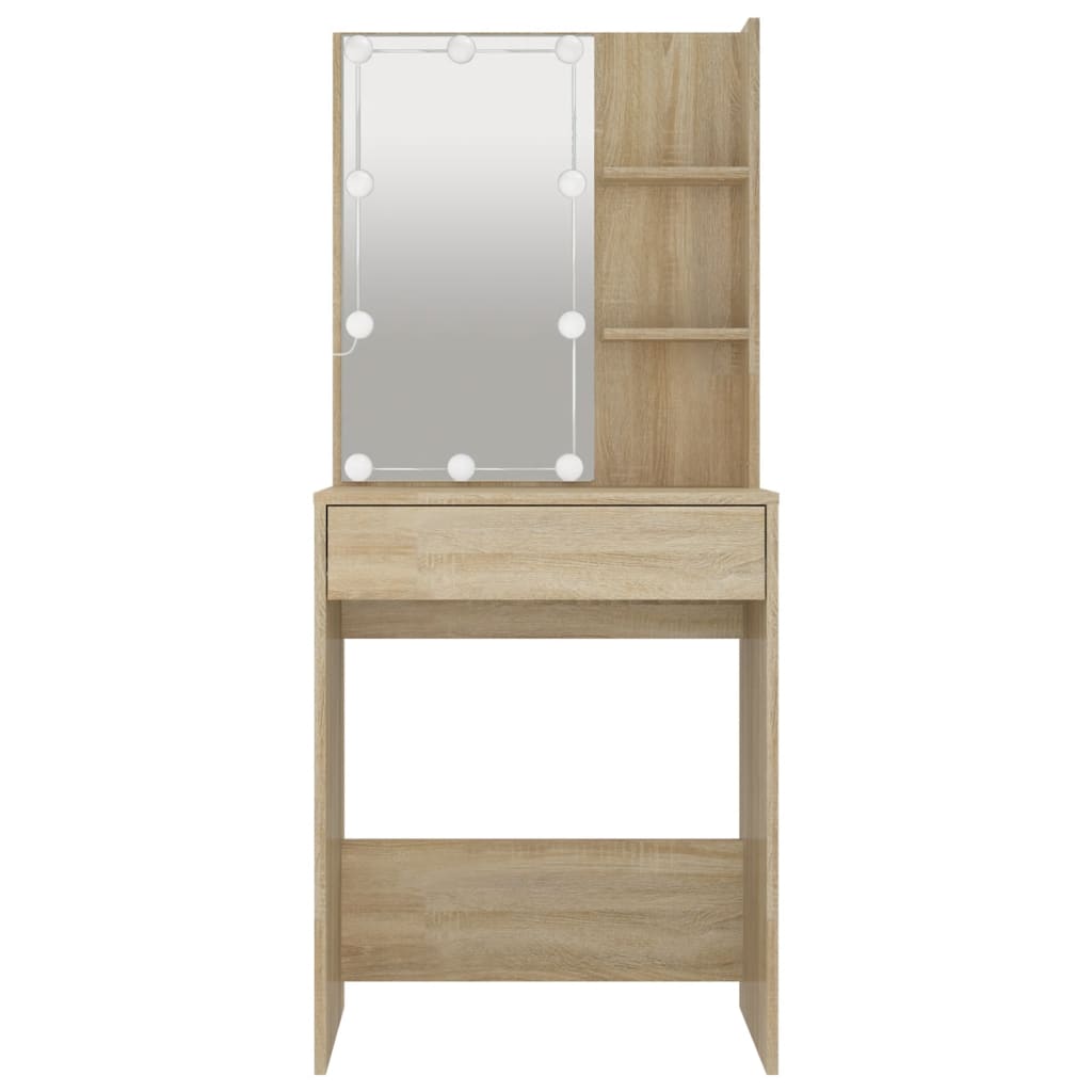 Kaptafel met LED-verlichting 60x40x140 cm sonoma eikenkleurig is nu te koop bij PeponiXL, paradijselijk wonen!