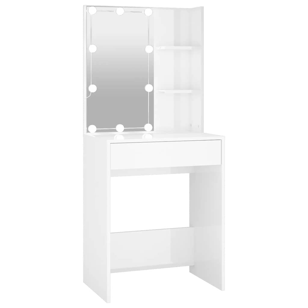 Kaptafel met LED-verlichting 60x40x140 cm hoogglans wit is nu te koop bij PeponiXL, paradijselijk wonen!