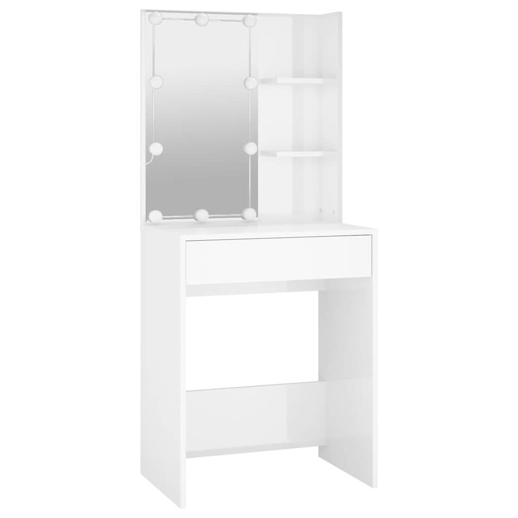 Kaptafel met LED-verlichting 60x40x140 cm hoogglans wit is nu te koop bij PeponiXL, paradijselijk wonen!