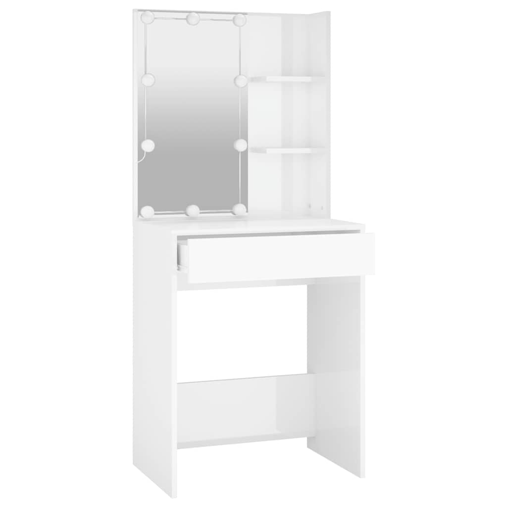 Kaptafel met LED-verlichting 60x40x140 cm hoogglans wit is nu te koop bij PeponiXL, paradijselijk wonen!