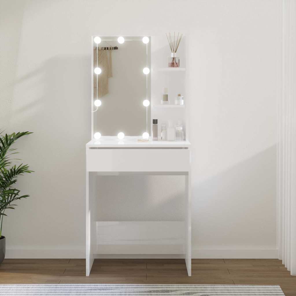 Kaptafel met LED-verlichting 60x40x140 cm hoogglans wit is nu te koop bij PeponiXL, paradijselijk wonen!