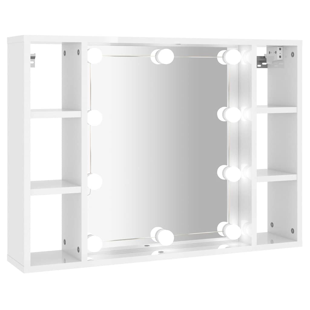 Spiegelkast met LED-verlichting 76x15x55 cm hoogglans wit is nu te koop bij PeponiXL, paradijselijk wonen!