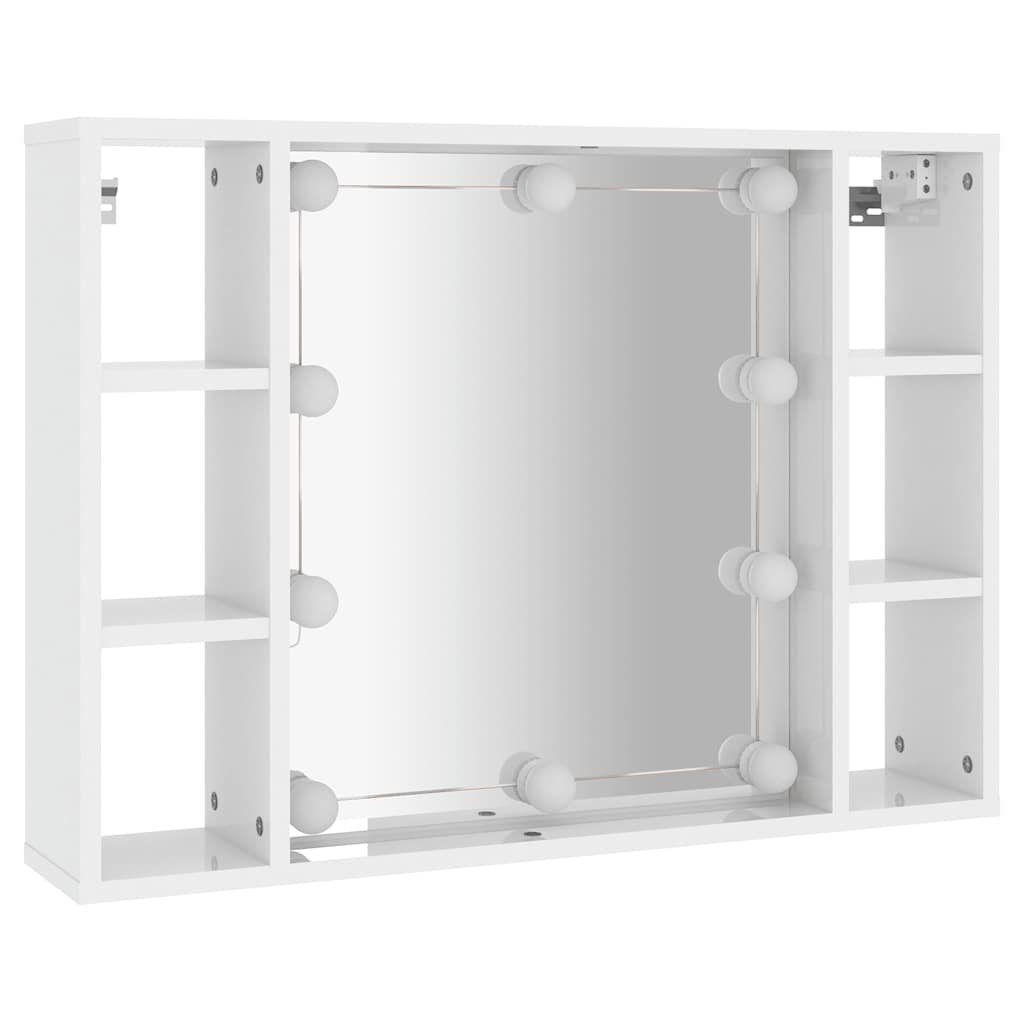 Spiegelkast met LED-verlichting 76x15x55 cm hoogglans wit is nu te koop bij PeponiXL, paradijselijk wonen!