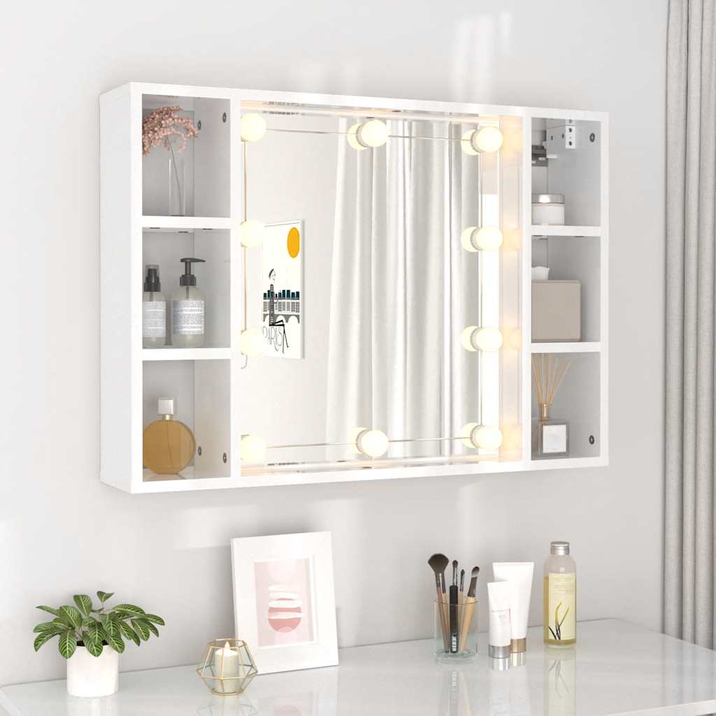 Spiegelkast met LED-verlichting 76x15x55 cm hoogglans wit is nu te koop bij PeponiXL, paradijselijk wonen!