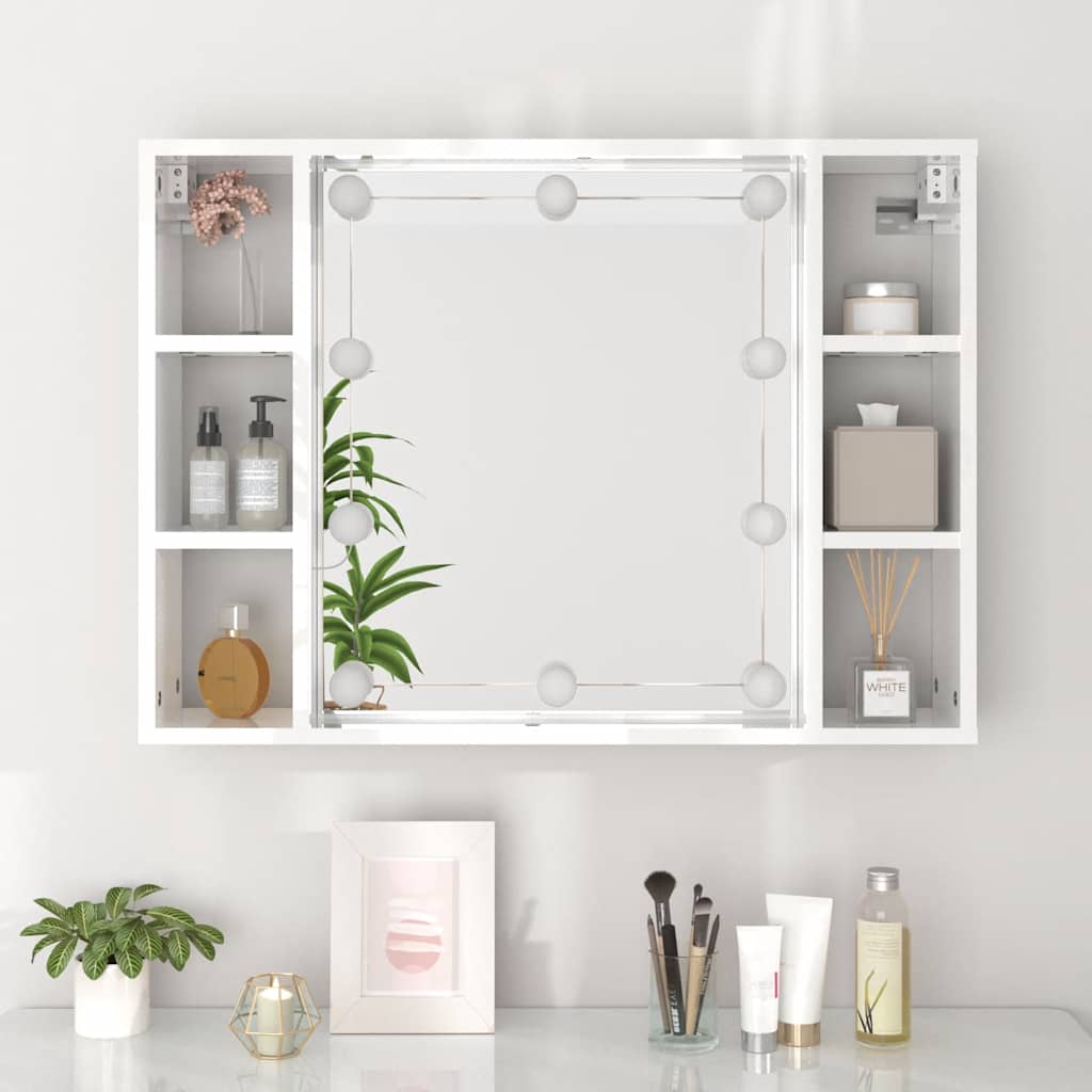 Spiegelkast met LED-verlichting 76x15x55 cm hoogglans wit is nu te koop bij PeponiXL, paradijselijk wonen!