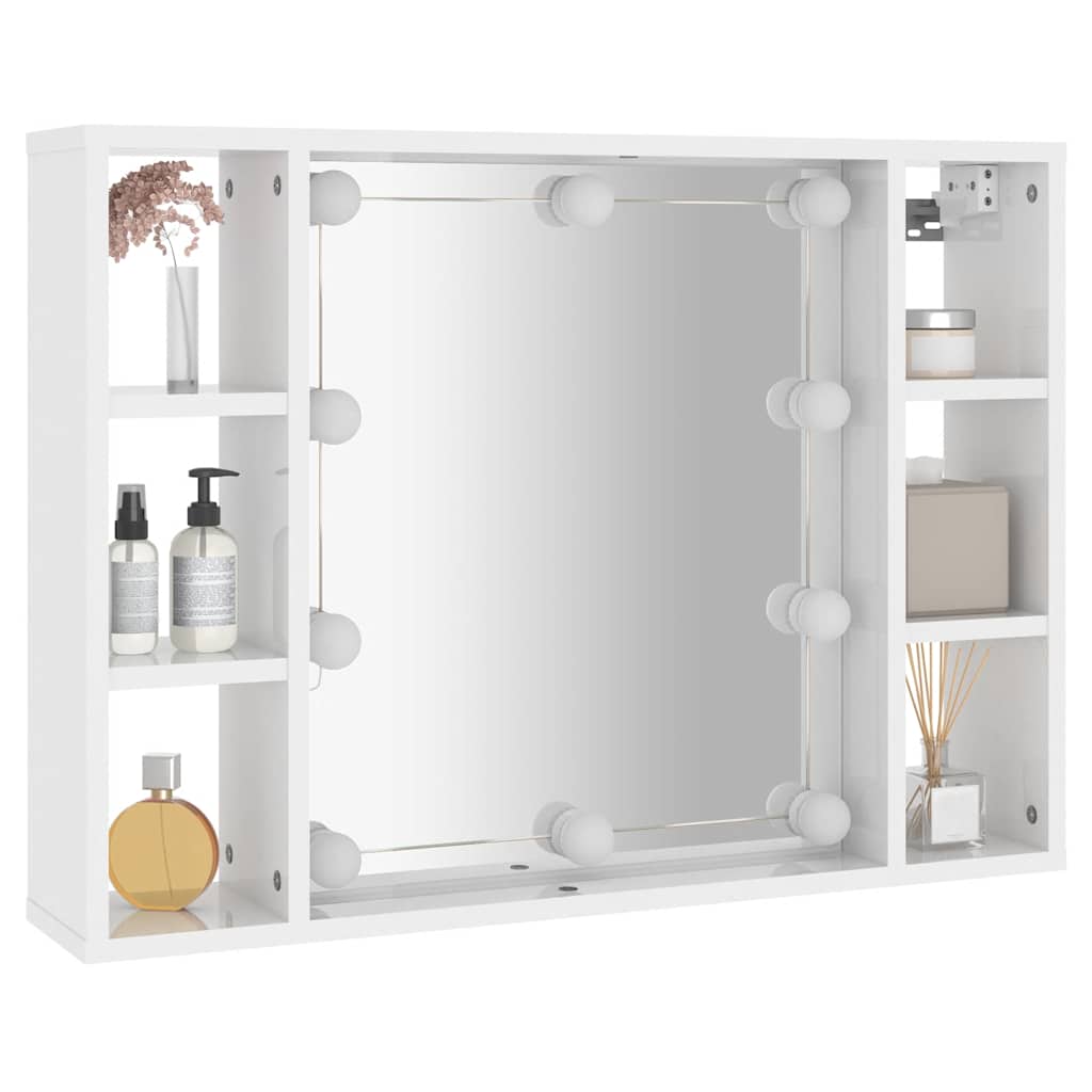 Spiegelkast met LED-verlichting 76x15x55 cm hoogglans wit is nu te koop bij PeponiXL, paradijselijk wonen!