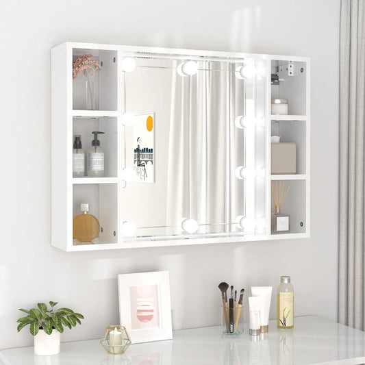 Spiegelkast met LED-verlichting 76x15x55 cm hoogglans wit is nu te koop bij PeponiXL, paradijselijk wonen!