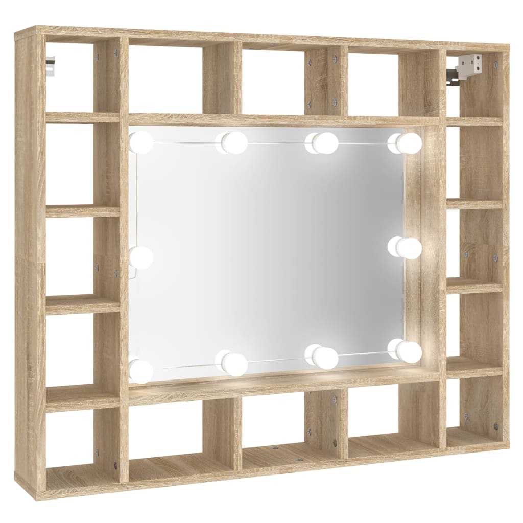 Spiegelkast met LED-verlichting 91x15x76,5 cm sonoma eikenkleur is nu te koop bij PeponiXL, paradijselijk wonen!