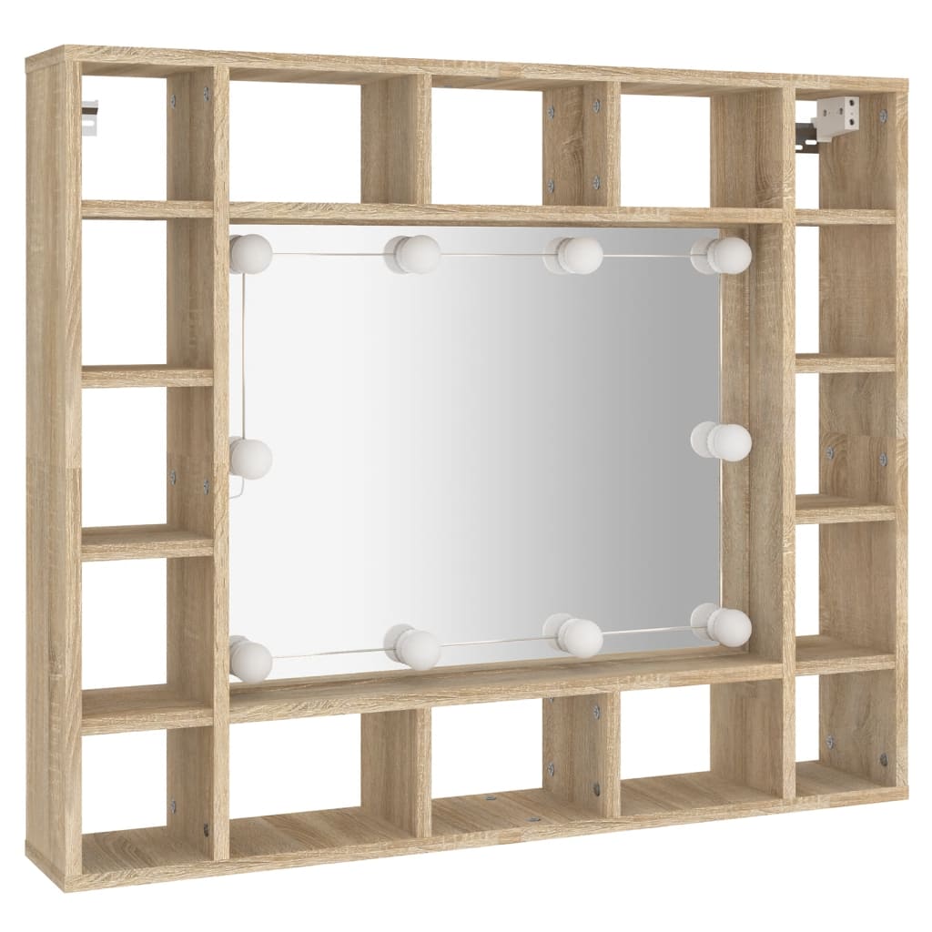 Spiegelkast met LED-verlichting 91x15x76,5 cm sonoma eikenkleur is nu te koop bij PeponiXL, paradijselijk wonen!
