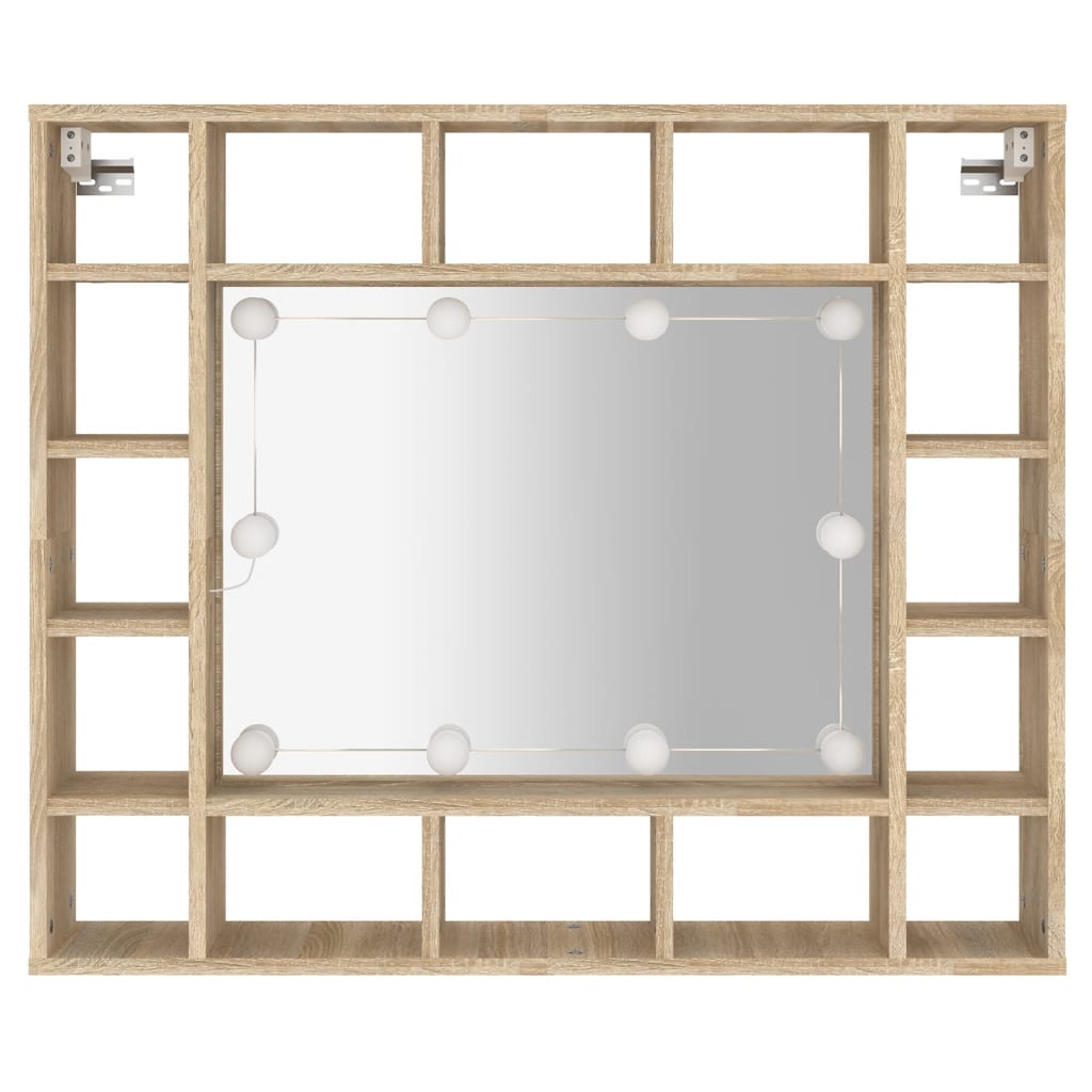 Spiegelkast met LED-verlichting 91x15x76,5 cm sonoma eikenkleur is nu te koop bij PeponiXL, paradijselijk wonen!