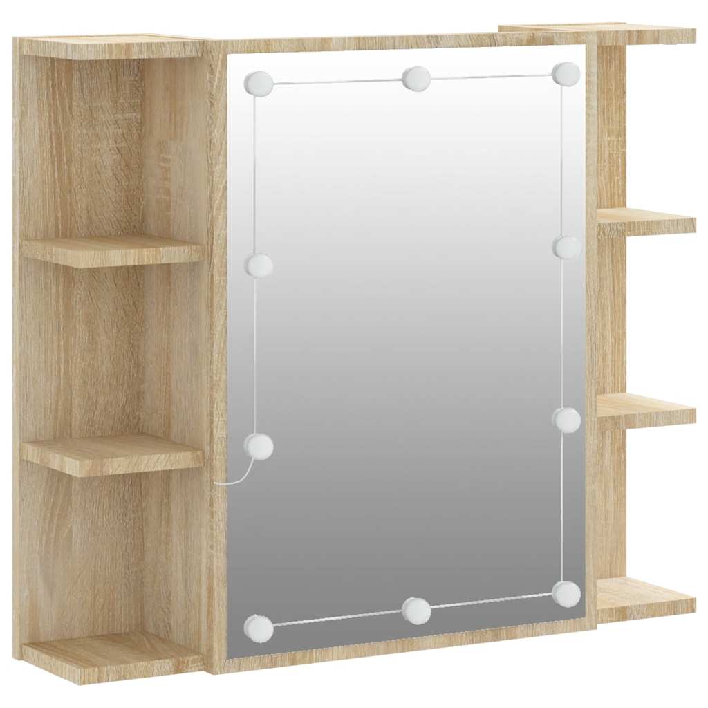 Spiegelkast met LED-verlichting 70x16,5x60 cm sonoma eikenkleur is nu te koop bij PeponiXL, paradijselijk wonen!