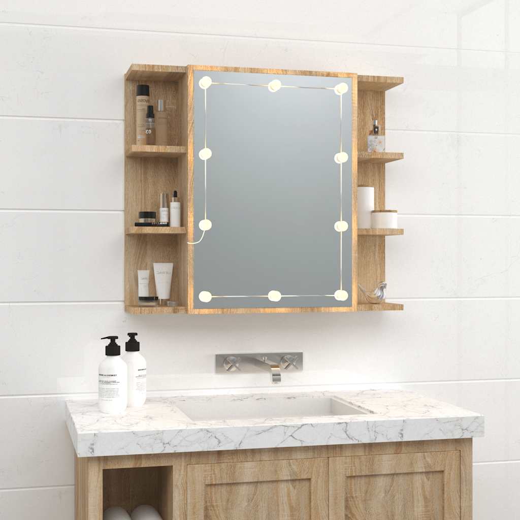 Spiegelkast met LED-verlichting 70x16,5x60 cm sonoma eikenkleur is nu te koop bij PeponiXL, paradijselijk wonen!