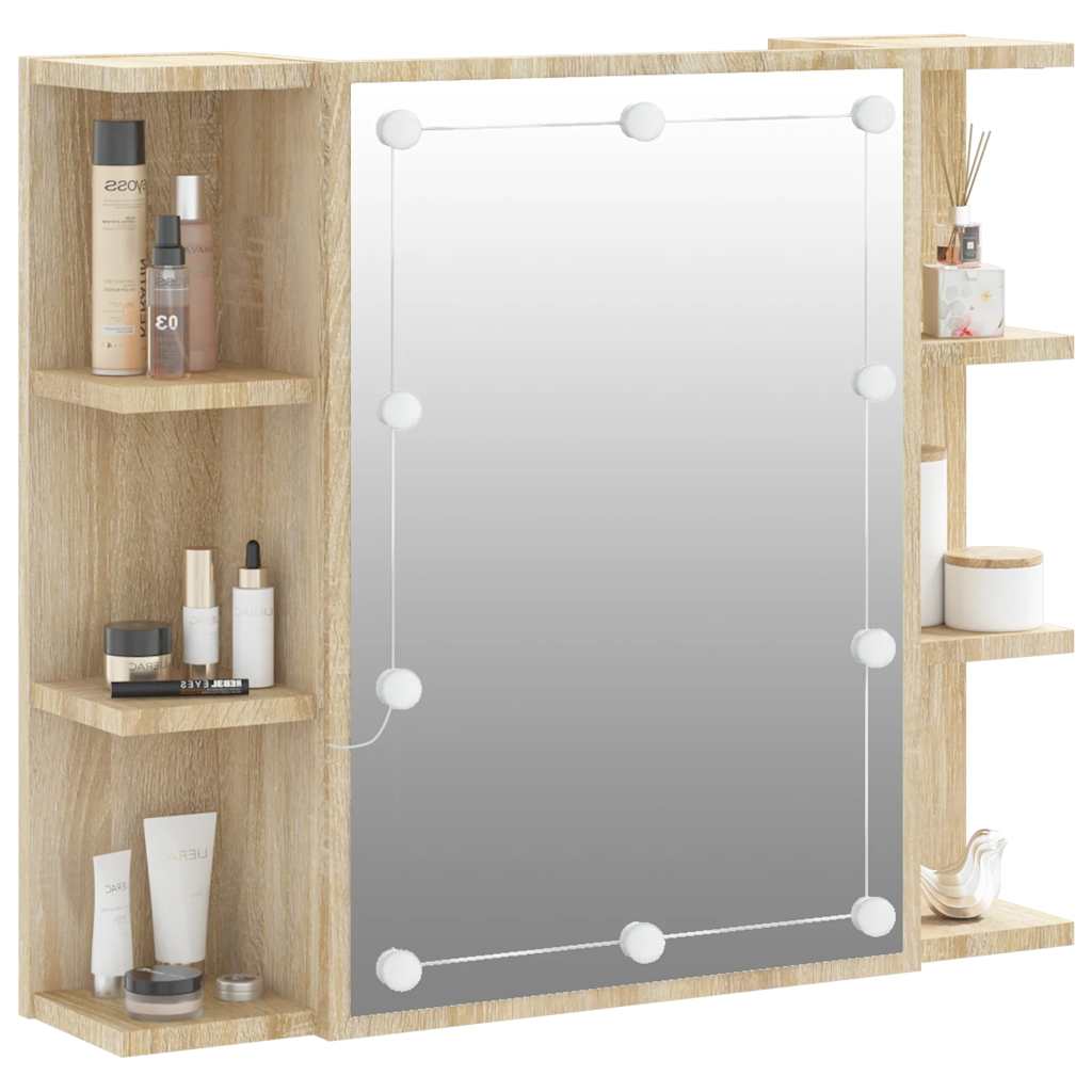 Spiegelkast met LED-verlichting 70x16,5x60 cm sonoma eikenkleur is nu te koop bij PeponiXL, paradijselijk wonen!