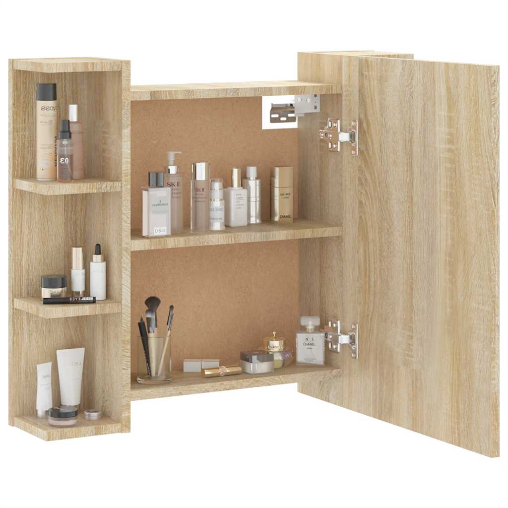 Spiegelkast met LED-verlichting 70x16,5x60 cm sonoma eikenkleur is nu te koop bij PeponiXL, paradijselijk wonen!