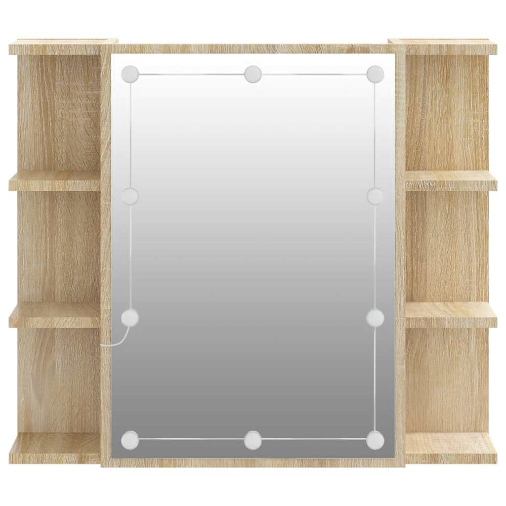 Spiegelkast met LED-verlichting 70x16,5x60 cm sonoma eikenkleur is nu te koop bij PeponiXL, paradijselijk wonen!