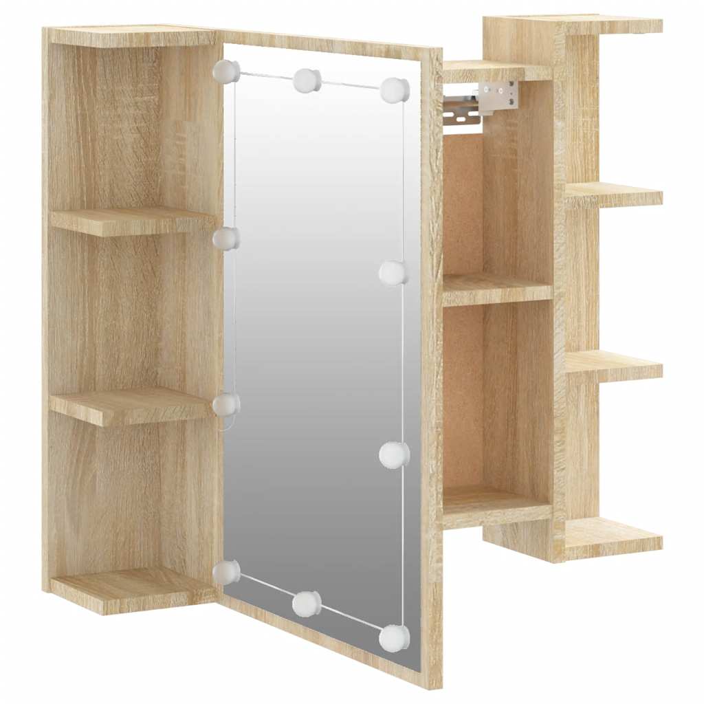 Spiegelkast met LED-verlichting 70x16,5x60 cm sonoma eikenkleur is nu te koop bij PeponiXL, paradijselijk wonen!