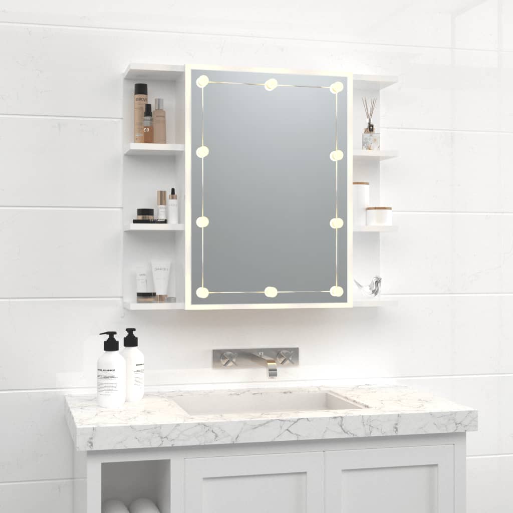Spiegelkast met LED-verlichting 70x16,5x60 cm hoogglans wit is nu te koop bij PeponiXL, paradijselijk wonen!