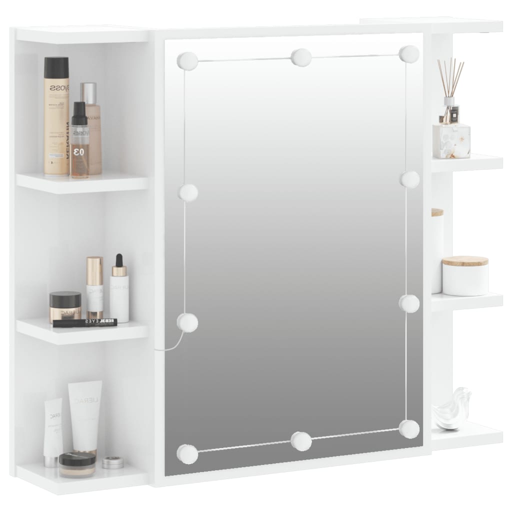 Spiegelkast met LED-verlichting 70x16,5x60 cm hoogglans wit is nu te koop bij PeponiXL, paradijselijk wonen!