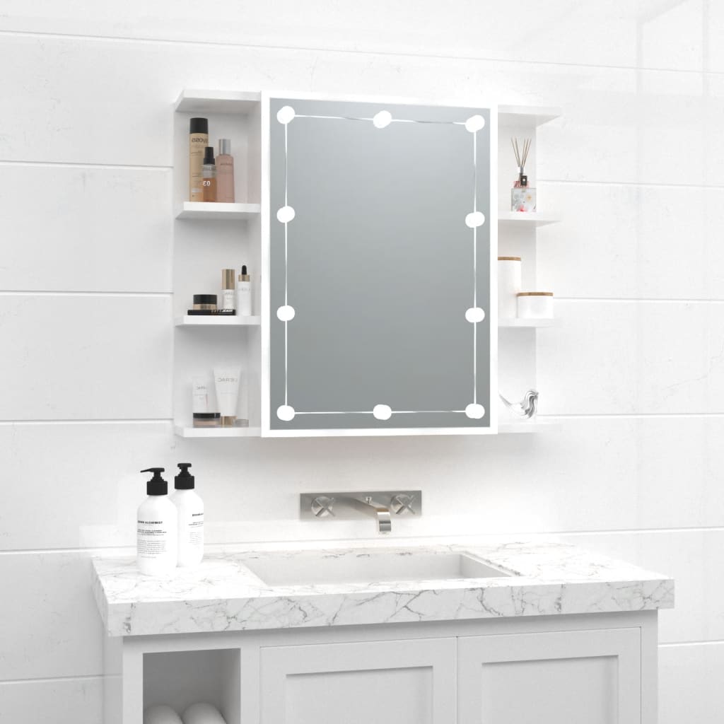 Spiegelkast met LED-verlichting 70x16,5x60 cm hoogglans wit is nu te koop bij PeponiXL, paradijselijk wonen!