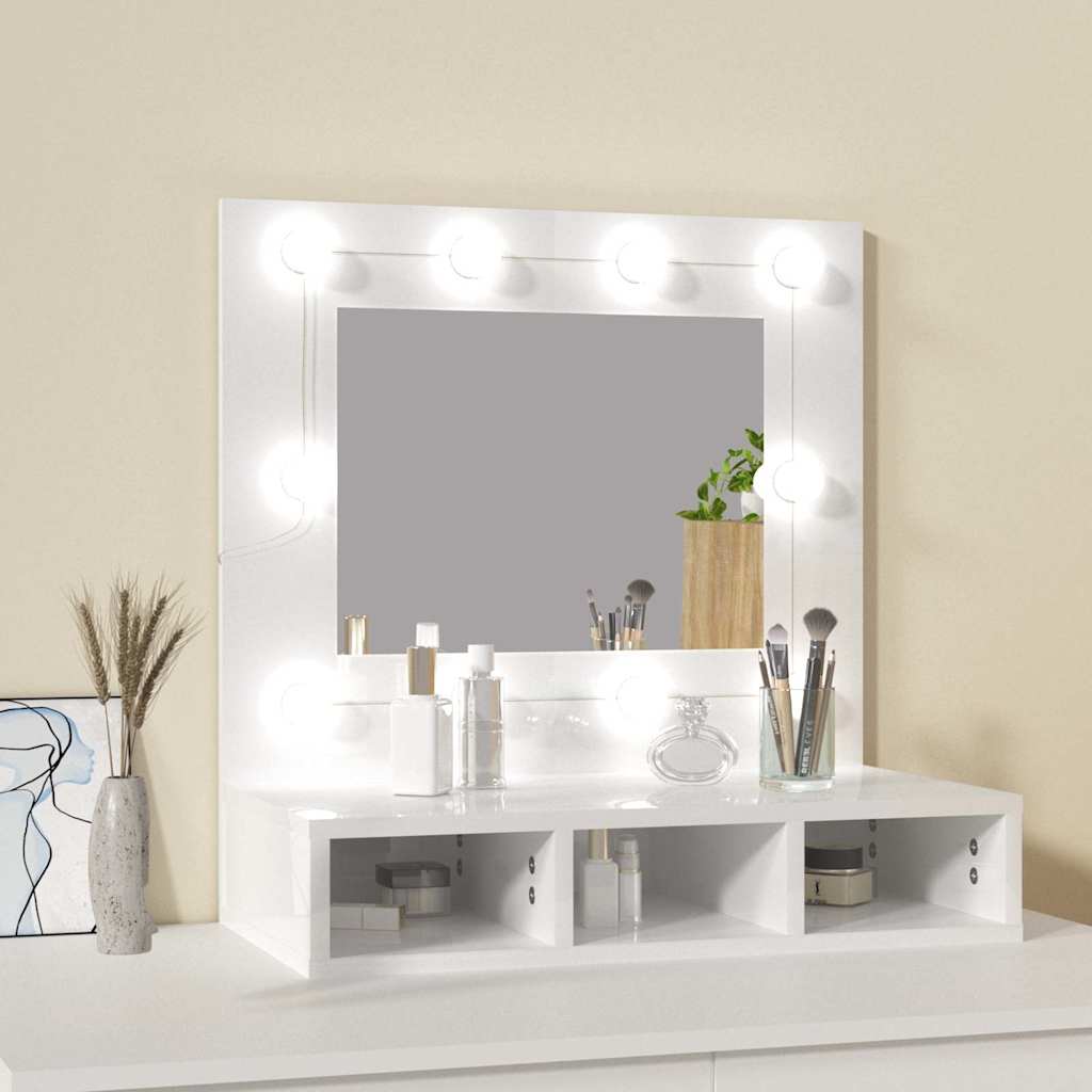 Spiegelkast met LED-verlichting 60x31,5x62 cm hoogglans wit is nu te koop bij PeponiXL, paradijselijk wonen!