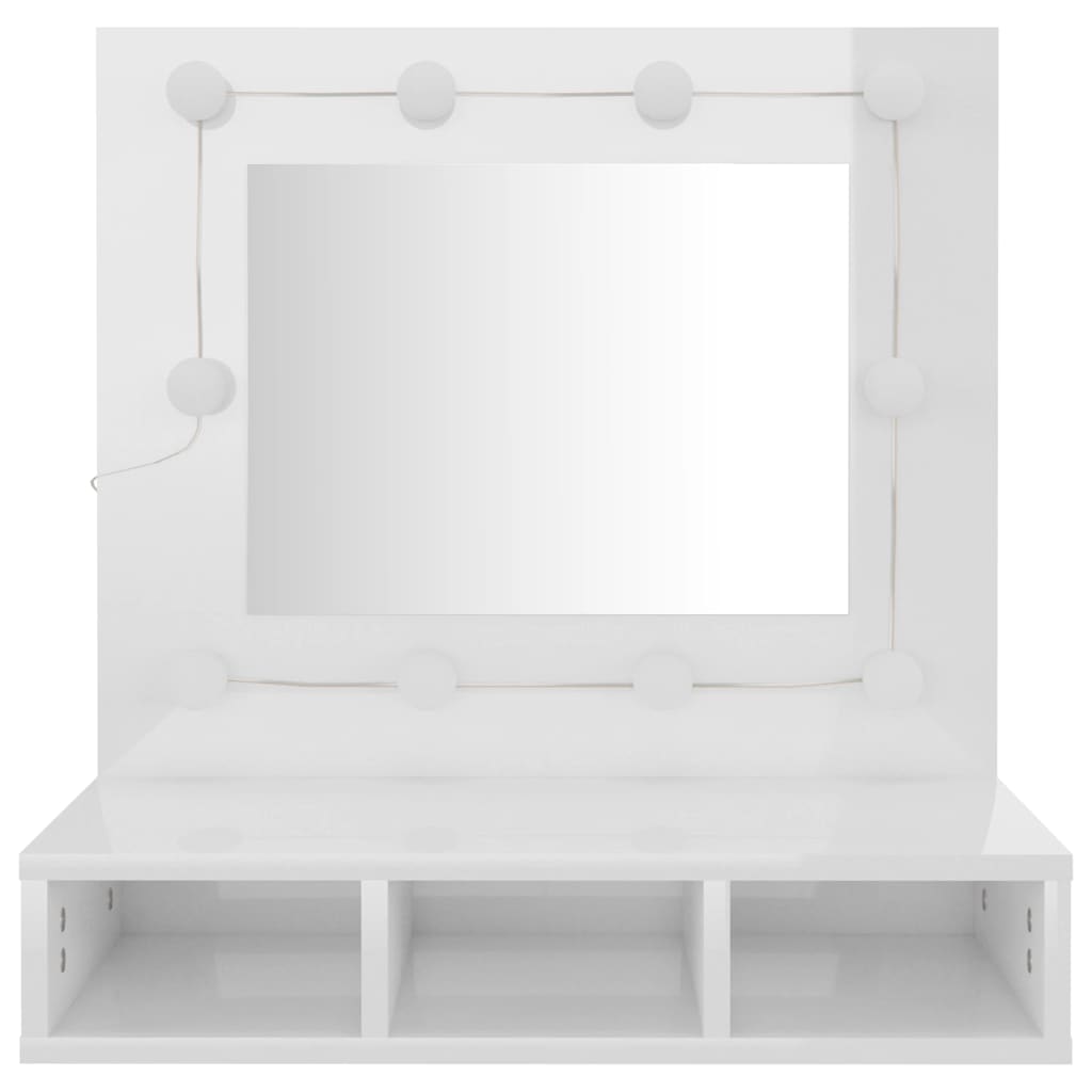 Spiegelkast met LED-verlichting 60x31,5x62 cm hoogglans wit is nu te koop bij PeponiXL, paradijselijk wonen!