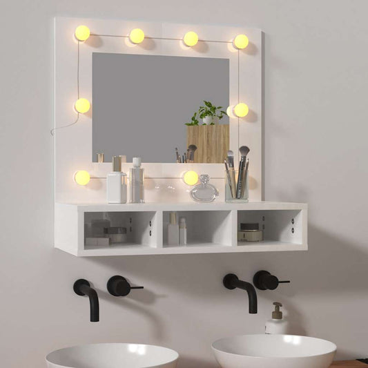Spiegelkast met LED-verlichting 60x31,5x62 cm hoogglans wit is nu te koop bij PeponiXL, paradijselijk wonen!