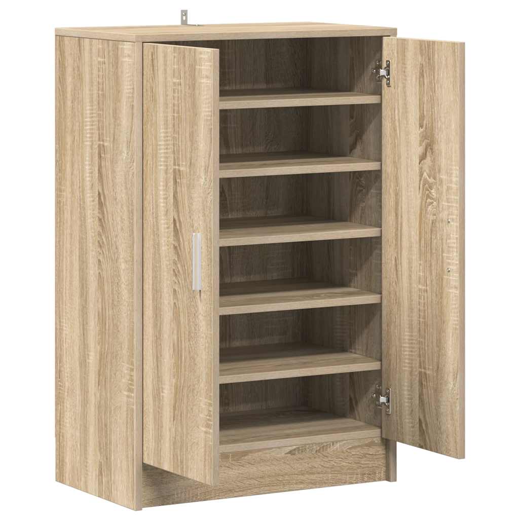 Schoenenkast 60x35x92 cm bewerkt hout sonoma eikenkleurig is nu te koop bij PeponiXL, paradijselijk wonen!