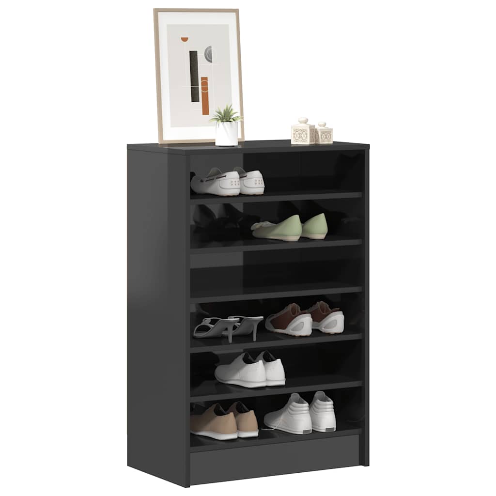 Schoenenkast 60x35x92 cm spaanplaat hoogglans grijs