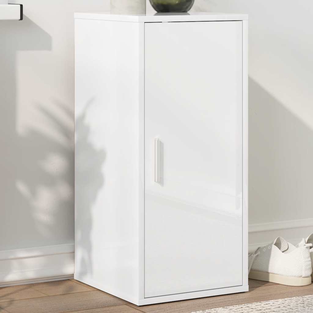 Schoenenkast 32x35x70 cm bewerkt hout hoogglans wit