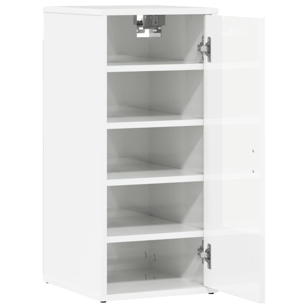 Schoenenkast 32x35x70 cm bewerkt hout hoogglans wit