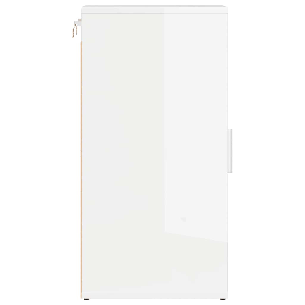 Schoenenkast 32x35x70 cm bewerkt hout hoogglans wit