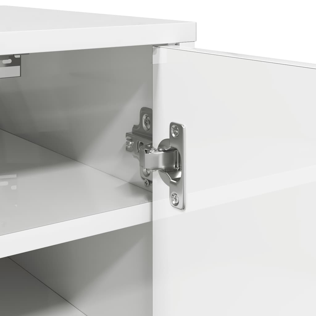 Schoenenkast 32x35x70 cm bewerkt hout hoogglans wit