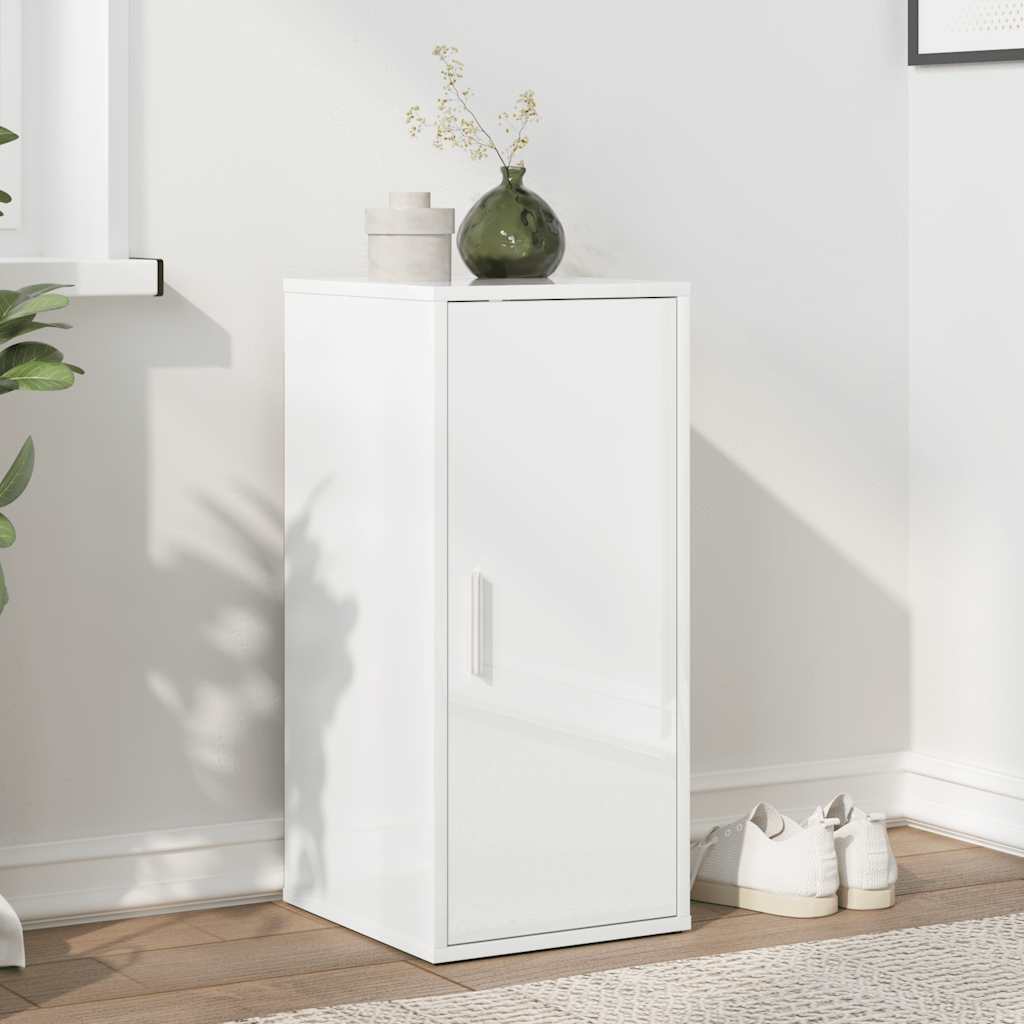 Schoenenkast 32x35x70 cm bewerkt hout hoogglans wit