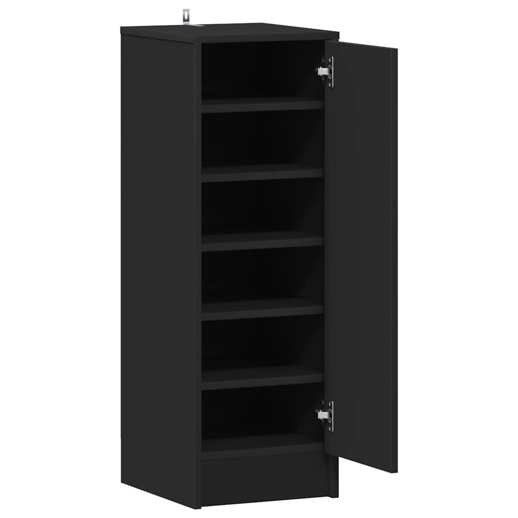 Schoenenkast 32x35x92 cm bewerkt hout zwart is nu te koop bij PeponiXL, paradijselijk wonen!